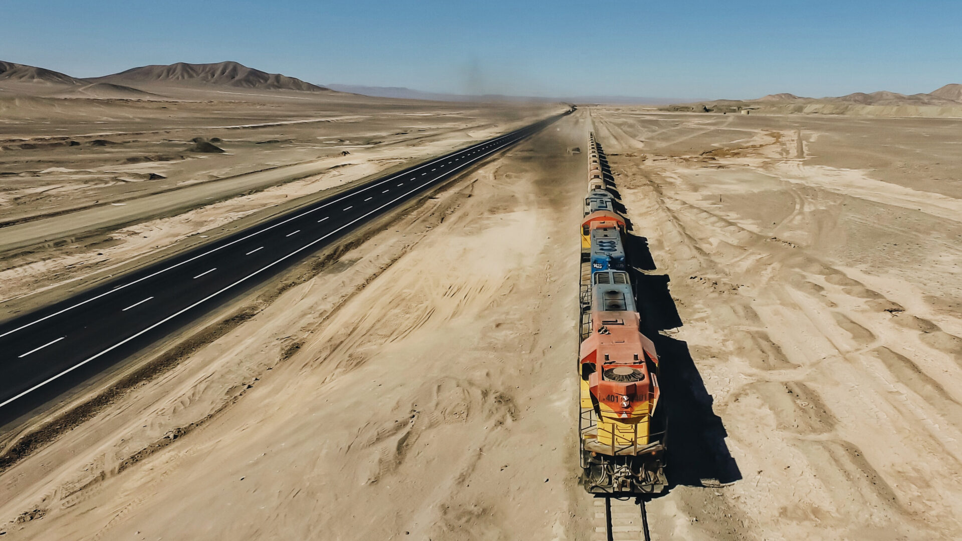 Cargo train in desert